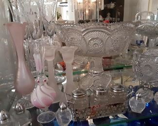 Cut Glass, Vases, Candle Holder, Bowls, Salt & Pepper