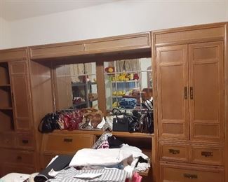 Queen Headboard with Lights & Storage Cabinet & Drawers on each side.  Center opens for storage too