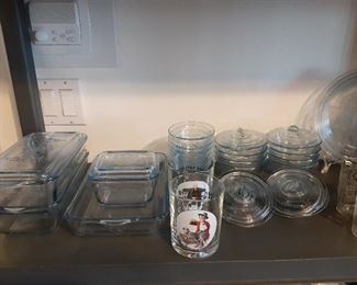 Blue Sapphire Anchor Hocking Dishes & 2 Norman Rockwell Glasses