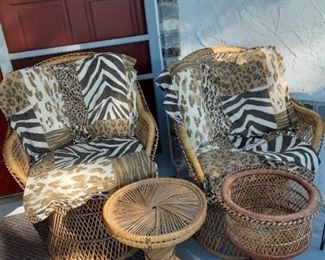 BoHo, Wicker Chairs, Table & Plant Stand