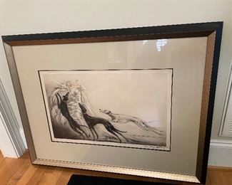 Limited Edition Louis Icart  Etching Coursing II Signed Art Deco 