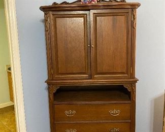 Solid wood entertainment system for the bedroom or other area.