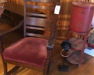 Beautiful rocker, vintage pie safe/stand