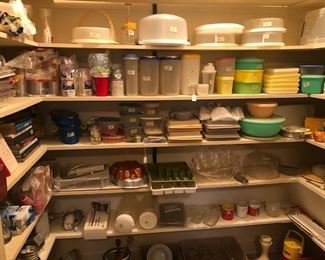 vintage tupperware, cookbooks, and misc.
