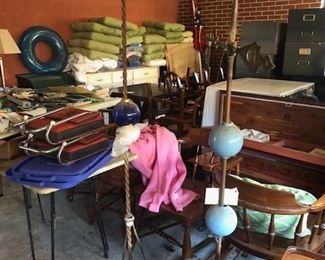 rare antique lightning rods, cedar chest