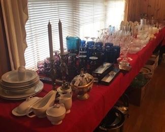 All kinds of glassware, china and crystal