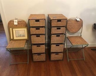 unique wicker storage and folding chairs, prints