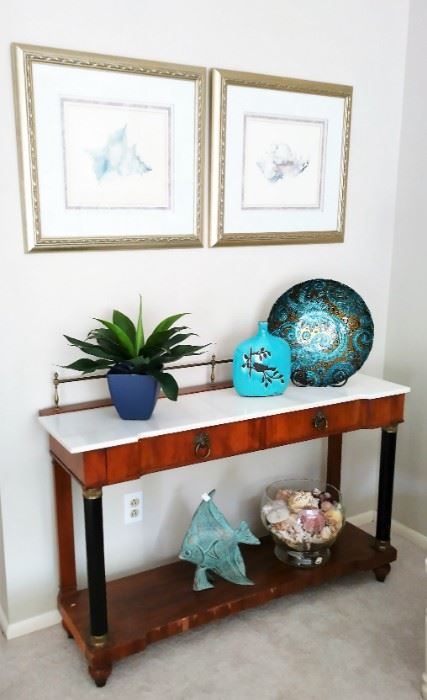 Marble Top Classic style table with Beach Decor
