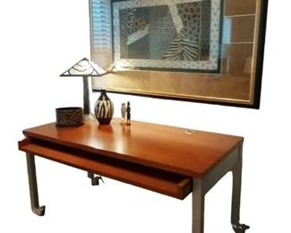 NICE! Industrial style desk on rollers with pullout tray - 