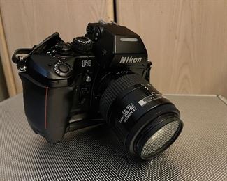 Nikon F4 camera and lens 
