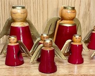 WOODEN ANGEL NAPKIN RINGS AND NAPKIN HOLDERS