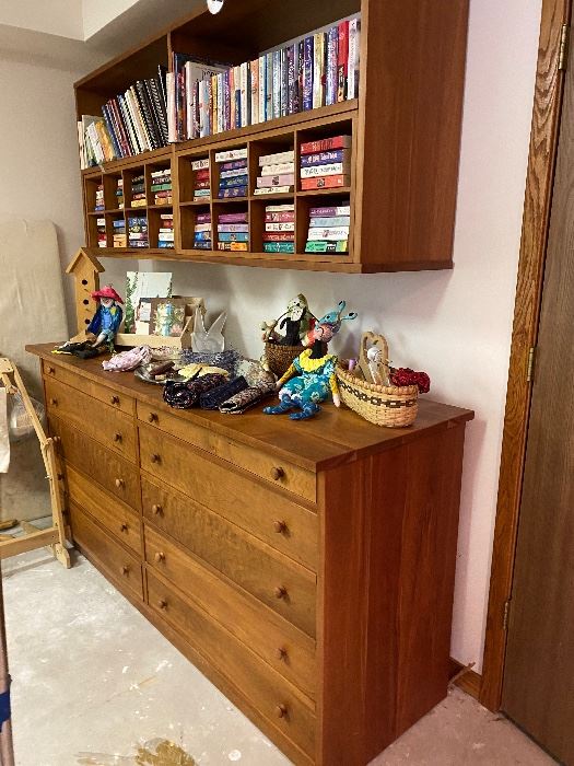 Beautiful custom made cherry cabinet and shelves. Used for sewing cabinet
