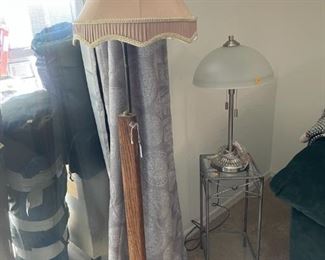 Antique Wood Brass Floor Lamp