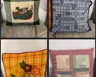 Hand embroidered and Crosstitch pillows