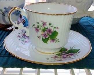 Purple violet Bone china tea cup and saucer