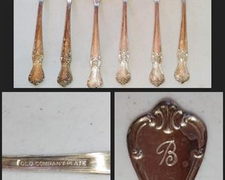 Silver plate serving spoons initial monogram B