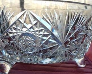 Beautiful cut glass footed fruit or salad bowl