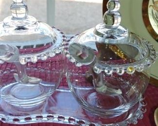 Candlewyck marmalade set with glass spoons and tray