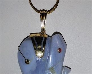 Blue gemstone elephant with gold accents