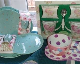 Beautiful set of breakfast plates with matching egg cups