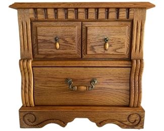 We have the entire bedroom suit from Oak interiors each piece has a certificate of authenticity and a number all handmade carved oak With Cedar lined Drawers