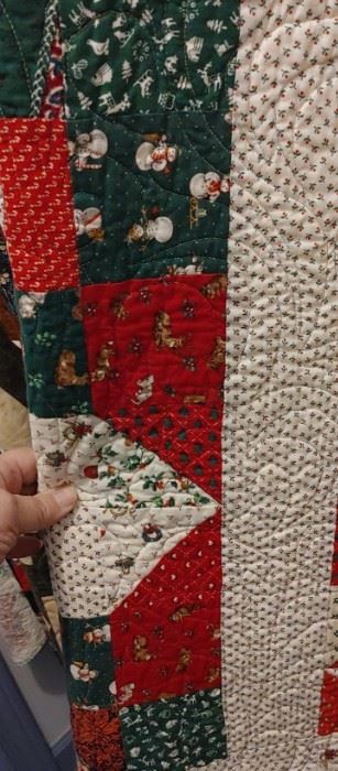 Several Christmas quilts