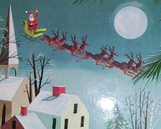 Vintage The Night Before Christmas Children's Book~Clement Moore Illustrated by Leonard Weisgard ~1949 Grossett Dunlap~ Big Treasure Books