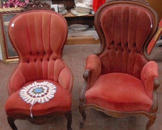 Victorian Parlor Chairs. Could be as early as 1860s.