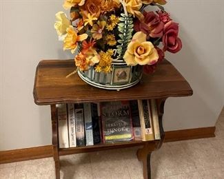 . . . floral arrangement and book table