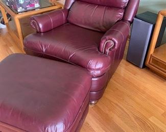 Leather comfy chair w/ottoman 