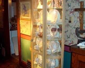 Antique curved glass china cabinet