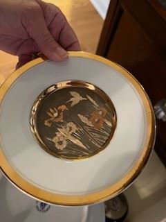 Gold Trim Chokin Art Plate