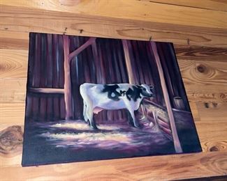 cow painting son board