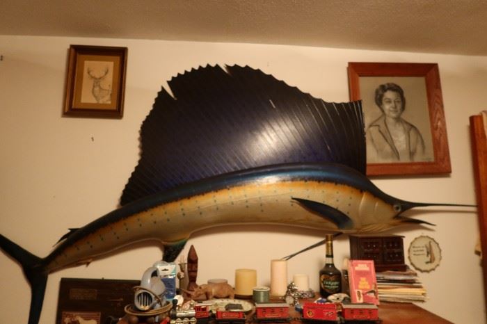 150 Pound - 9 foot long Sailfish - Caught in 1975 in Acapulco. 