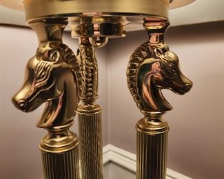 Brass Lamp with Horse Head Details