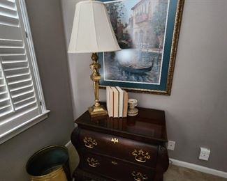 Century Bombe Bedside Table with Brass Details