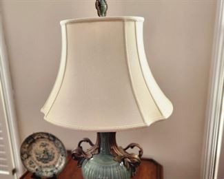 Vintage Celadon Porcelain Bottle Lamp
