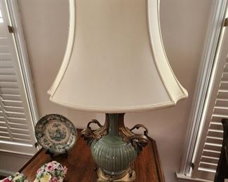 Vintage Celadon Porcelain Bottle Lamp