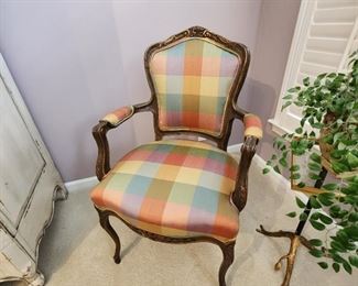 French Arm Chair with Silk Upholstery