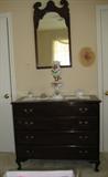 Beautiful Kaplan Early American Furniture of Cambridge, Mass. Mahogany chest of drawers, dresser and mirror.
