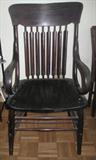 Antique Oak Slat Back Chair with Bend wood Arms