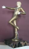 Art Deco Brass Dancing Lady Figurine on Marble Bass