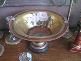 Reverse Painted Pedestal Glass Bowl