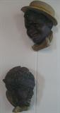 Pair Vintage Black American Wall Plaque