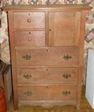 Oak Highboy Chest with Bonnet Box