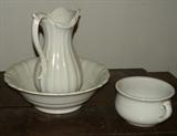 White Ironstone pitcher & Bowl Set (unmk)