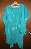 Turquoise Leather Fringed 2 piece Western Ladies Set