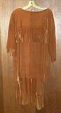 Brown Leather Fringed Western 2 Piece Ladies Set