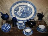 WILLOW WARE AND COBALT GLASS