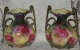 R S PRUSSIA HAND PAINTED PAIR VASES